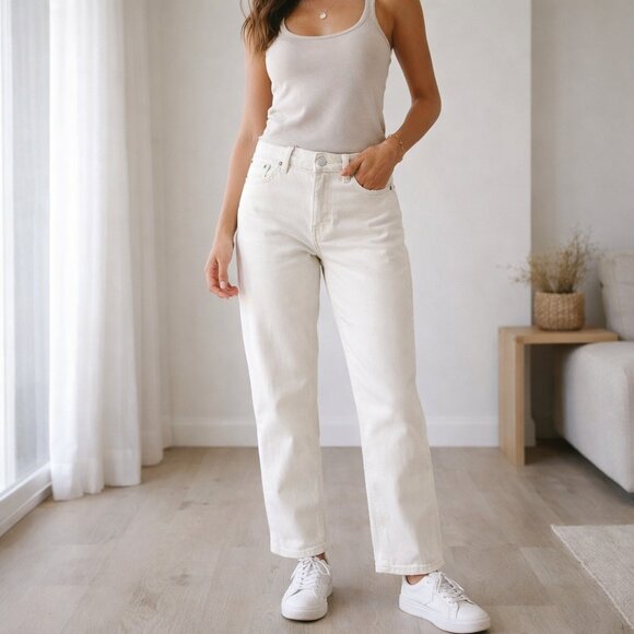 Everlane Denim - Everlane Straight Fit Jean Size 33 Bone Ecru Neutral Minimalist